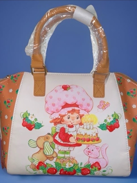 Loungefly Handbags - Loungefly Strawberry Girl Satchel - Pink, Tan & Red